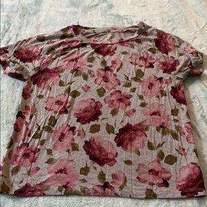 AEO Soft and Sexy Pink and Gray Floral Shirt